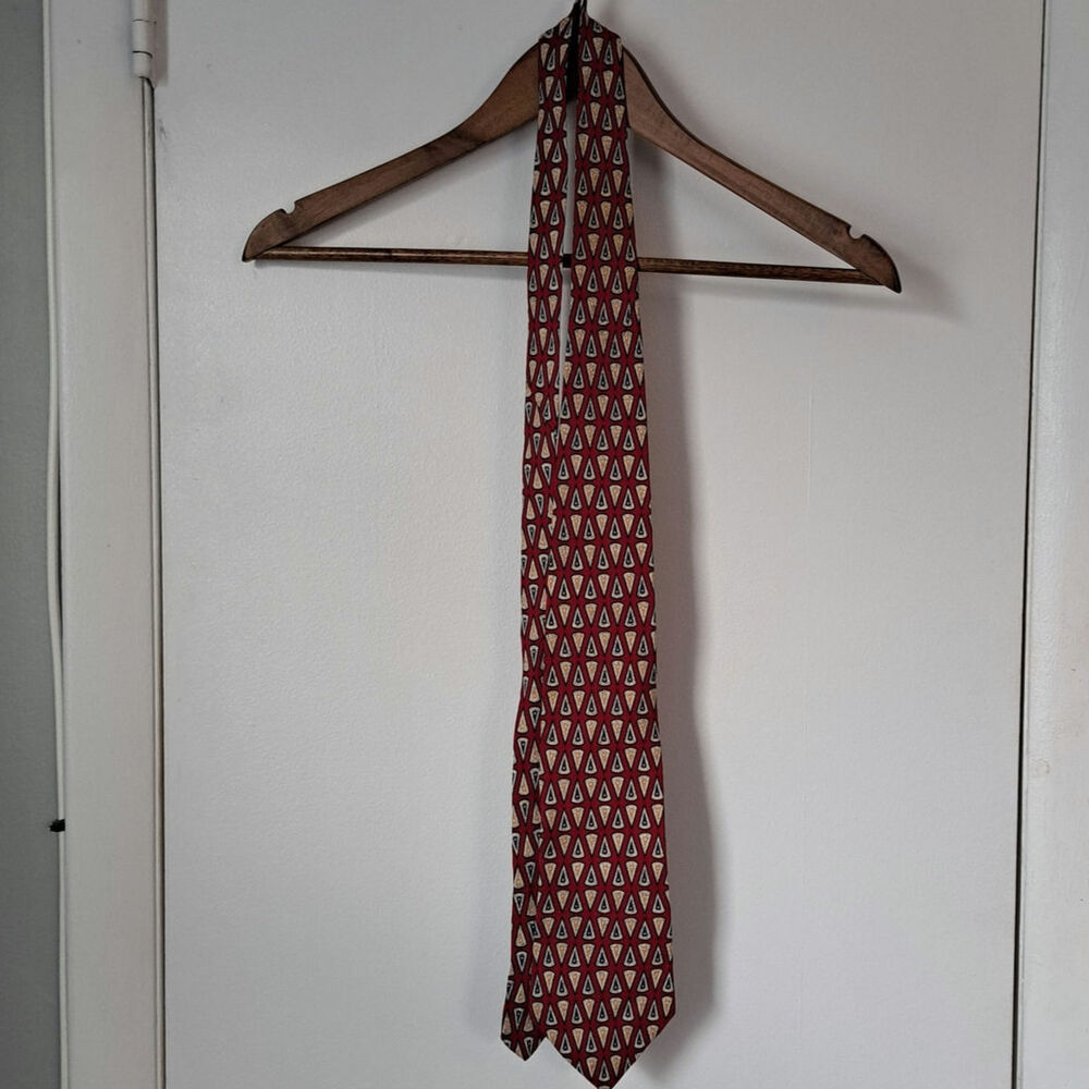 Liberty of London Silk NeckTie. Red - Picture 3 of 6